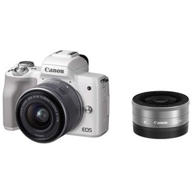 Canon ミラーレス一眼カメラ EOS Kiss M ダブルレンズキット ホワイト EOSKISSMWH-WLK