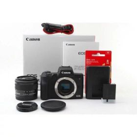【中古】 キヤノン Canon ミラーレス一眼カメラ EOS Kiss M ブラックレンズキット 美品 Wi-Fiで 当店保証30日間 人気 ミラーレス一眼 ミラーレス デジタルカメラ 中古