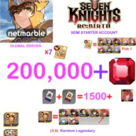 Seven Knights Re:BIRTH [GLOBAL SERVER] 51000+ Gems Seven Knights Re:BIRTH Starter Semi - Account(3 options on description)