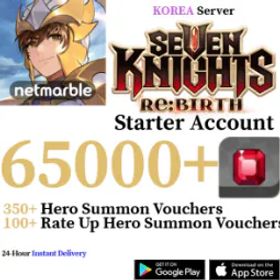 Seven Knights Re:BIRTH [KOREA] [INSTANT] 50000-70000+ Gems, 430+ Summon Tickets | Seven Knights Re:BIRTH Starter Reroll Account