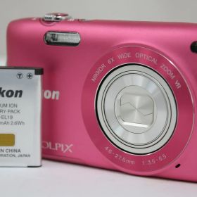 【外観美品】 ニコン Nikon COOLPIX S3300 6x ピンク バッテリー付き コンパクトデジタルカメラ T585