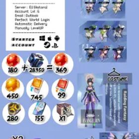 幻塔 EU(Astora | Lvl:6 | 369 Red Nucleus+C1 Lana+C1 Nemesis Voidpiercer+Agleia+Grey Fox+6 SSR+ SSR Box+450 Gold Nucleus+Costume,2xJetpack | #t0f7