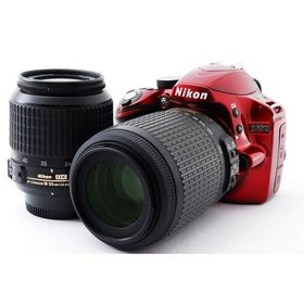 【中古】ニコン Nikon D3200 ダブルズームセット レッド レッド 美品 一眼レフストラップ付き カメラ 中古 人気 おすすめ 高画質