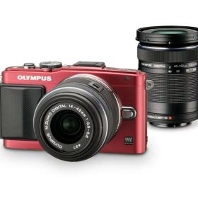 【中古】OLYMPUS ミラーレス一眼 PEN Lite E-PL6 ダブルズームキット レッド E-PL6 DZKIT RED