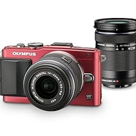 【中古】(非常に良い)OLYMPUS ミラーレス一眼 PEN Lite E-PL6 ダブルズームキット レッド E-PL6 DZKIT RED
