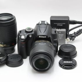 C (やや難あり) Nikon ニコン D5000 ダブルズームレンズ 18-55 55-200mm シャッター数5154回 返品不可 9-87