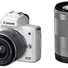 【中古】「非常に良い」Canon キヤノン ミラーレス一眼カメラ EOS Kiss M(ホワイト)・ダブルズームキット EOSKISSMWH-WZK-A