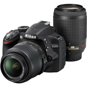 【中古】 ニコン Nikon デジタル一眼レフカメラ D3200 200mmダブルズームキット ブラック ブラック 当店保証30日間 人気 一眼レフ デジタル一眼 中古 カメラ