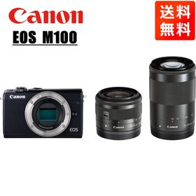 キヤノン Canon EOS M100 EF-M 15-45mm 55-200mm ダブルレンズキット ブラック ミラーレス一眼 カメラ 中古