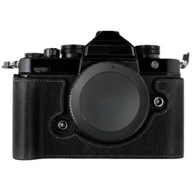 本革製ハーフケース 互?Nikon ZFカメラ対応 レトロプロテクティブカバー (ブラック)