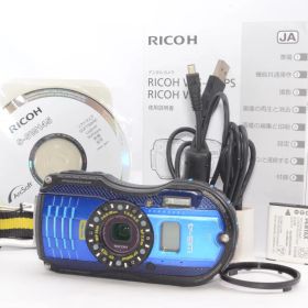 RICOH WG-4GPS 防水デジタルカメラ ブルー 14m防水 2.0m耐ショック 液晶キズあり 取説・カラビナ付