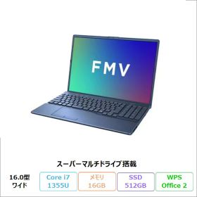 富士通 FMV A75-K3 ノートパソコン FMVA75K3LY Windows11 Office付き Core i7-1355U メモリ16GB SSD512GB 16.0インチ DVD対応 再生品Bランク