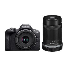【中古】Canon ミラーレス一眼カメラ EOS R100 ダブルズームキット(RF-S18-45+RF-S55-210) ブラック/APS-C/約356g EOSR100-WZK